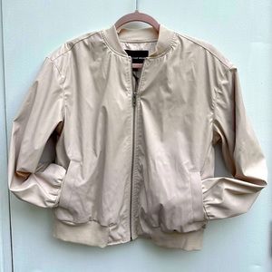 NWT! LIGHT PASTEL PINK FAUX LEATHER BOMBER JACKET!